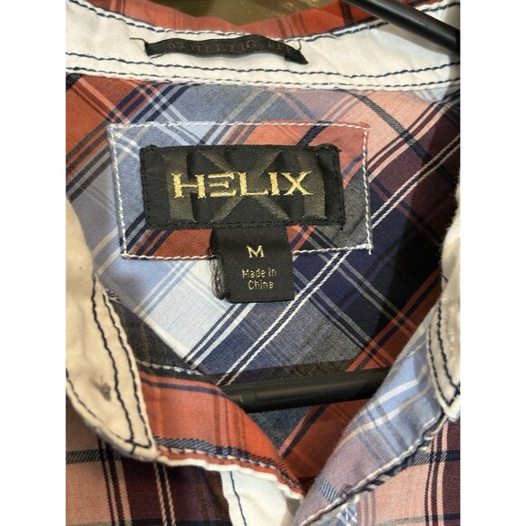 Helix Authentic Fit Medium Red Plaid Button Up Cowboy Rodeo Country Ranch - Picture 3 of 8